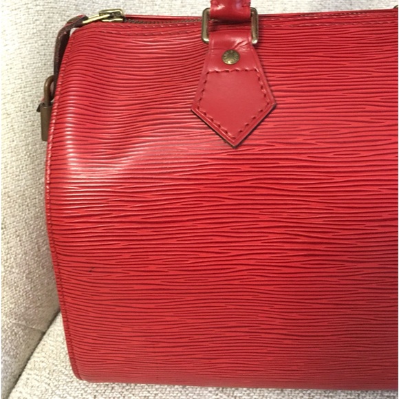 Authentic Louis Vuitton Speedy 25 bag red leather - Picture 5 of 16